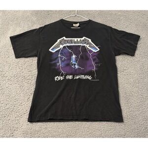Vintage 1994 Metallica Ride the Lightning Band T-Shirt Large Hanes‎ Heavyweight